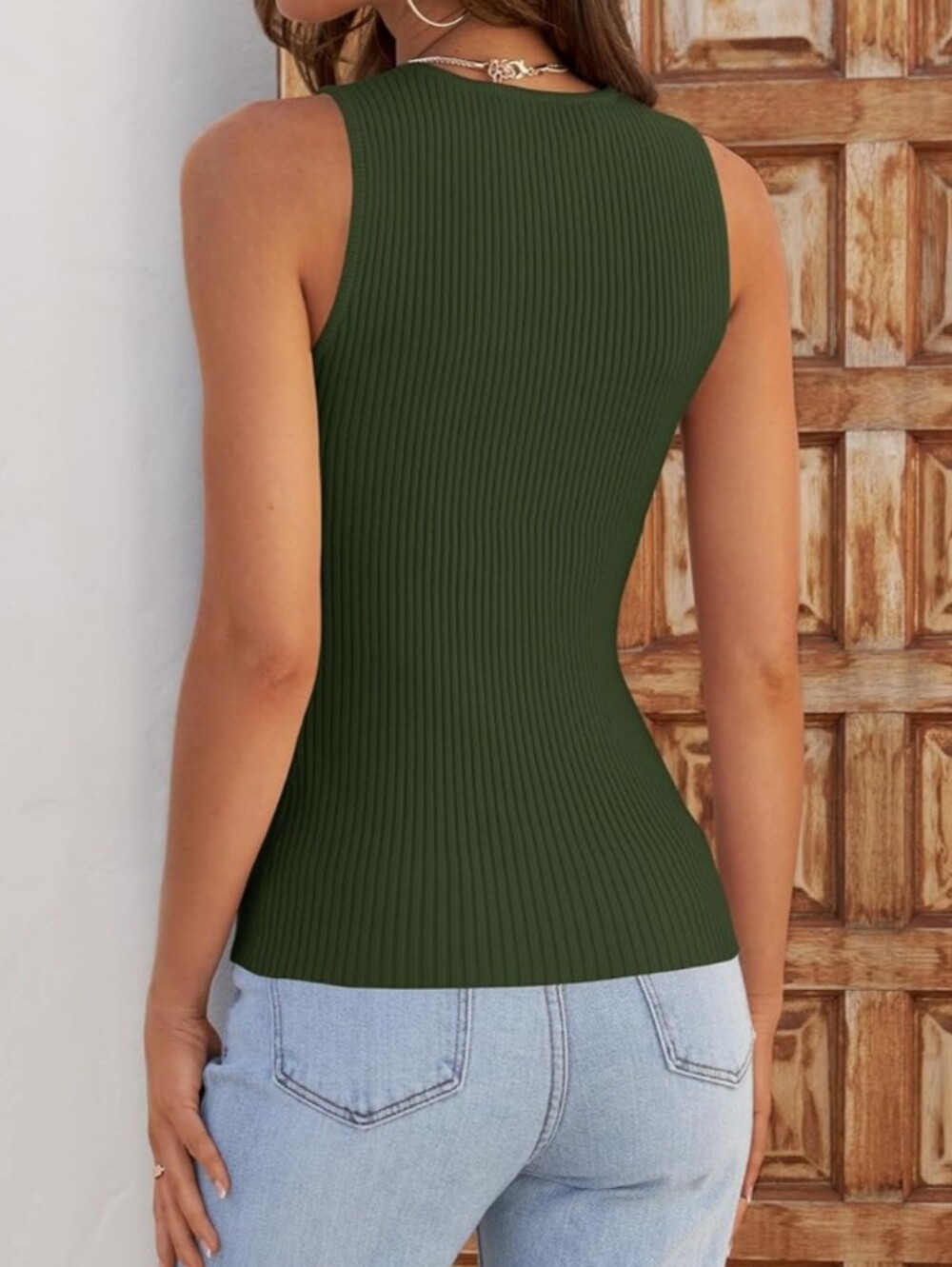 Zesica Ribbed Knit Tank - Army Green - Picture 2 of 9